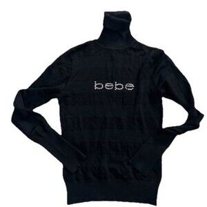 bebe logo sweater swarovski Bling color black size M Y2K